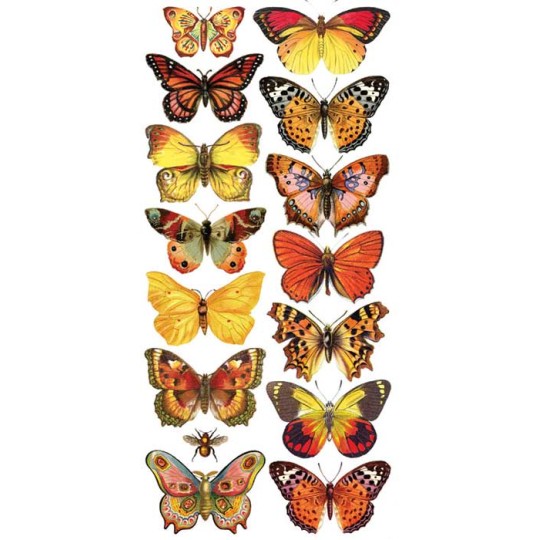 1 Sheet of Stickers Yellow and Orange Butterflies